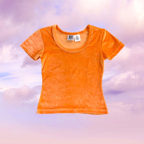 Mixed Blues Tops - Vintage Mixed Blues 80’s Velvet Orange T-Shirt